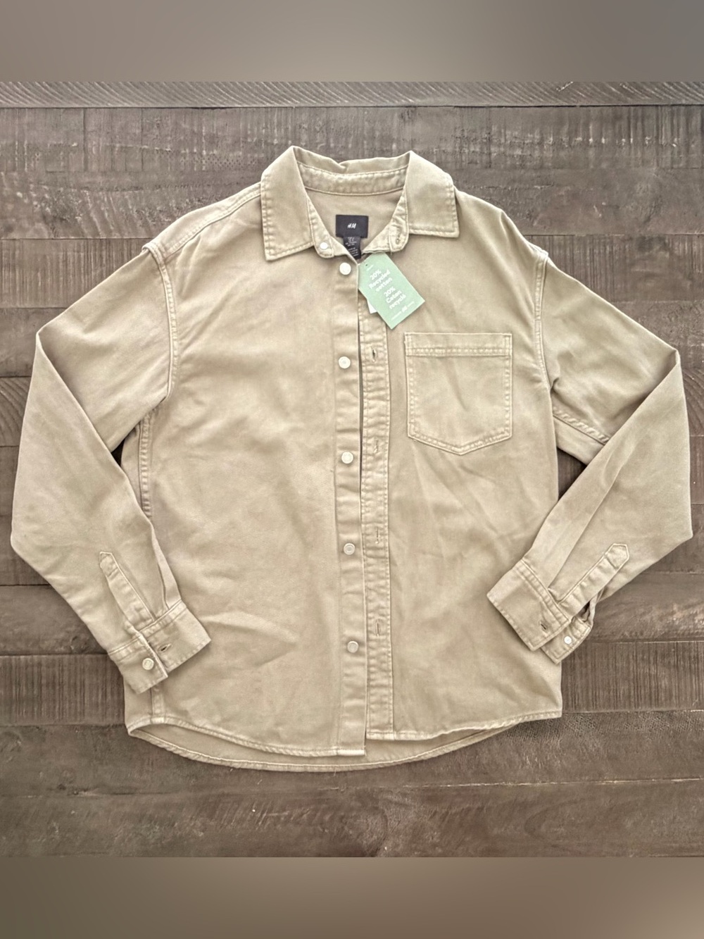 H&M Men's Light Beige Casual Button-Down Shirt - Size S